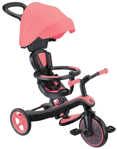 Tricicletă pentru copii 4 în 1 Globber - Explorer Trike, cu coperta, roz