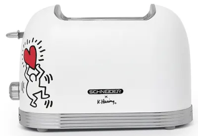 Prăjitor de pâine Schneider - Keith Haring, 815W, 6 viteze, alb