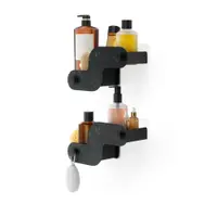 Rafturi pentru baie negru-mat 2 buc. autoadezive din plastic Nami – Umbra