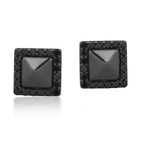Cercei din aur negru cu diamante negre de 0.54ct si diamante transparente de 0.02ct