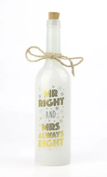 Lampa - Sticla cu LED, Mr. Right & Mrs. Always Right
