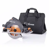 Fierastrau circular de mana, 1600 W, 3900 RPM, Evolution R185CCSX+ cu disc multi-materiale 185 mm + geanta