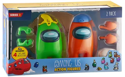 Set figurine de acțiune P.M.I. Games: Among Us - Crewmates (4 hats and accessories) (Series 2), 2 buc, 17 cm, sortiment