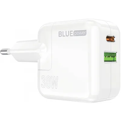 Incarcator Retea BLUE Power BC111A, 30W, 3A, 1 x USB-A - 1 x USB-C, Alb