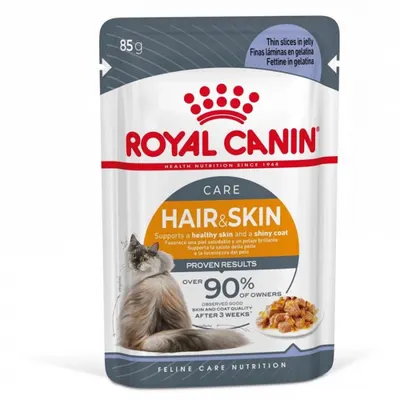 Set 12 buc x 85 gr Hrana umeda pentru pisici Royal Canin Hair Skin Jelly