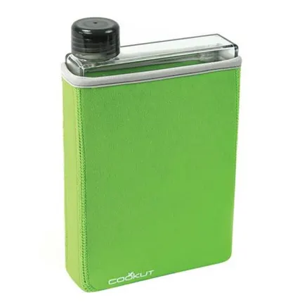 Sticla cu forma plata pentru apa stil termos - Verde