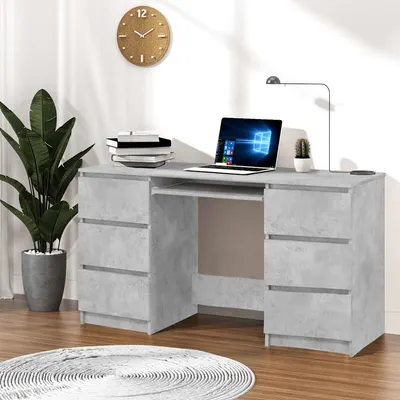 vidaXL Birou de scris, gri beton, 140x50x77 cm, lemn prelucrate