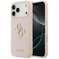Husa pentru Apple iPhone 17 Pro Max, Guess, 4G Grained Big and Classic Logo, Roz