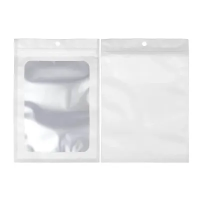Pungi aluminiu cu fereastră și agățătoare - alb (set 100 buc)