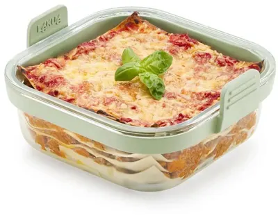 Recipient din sticlă pentru friteuză cu aer cald Lekue – 18.5 x 17.5 x 9.5 cm, transparent/verde
