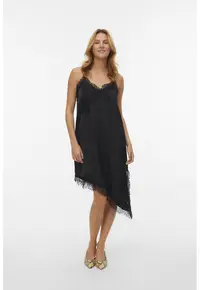 Rochie asimetrica de satin - Negru