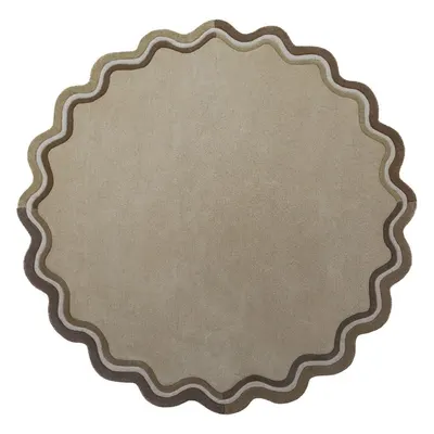 Covor în culoare naturală țesut manual rotund din lână ø 180 cm Leo Scallop – Flair Rugs