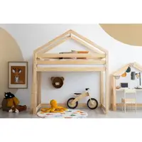 Pat înalt din lemn de pin în formă de căsuță 90x200 cm Mila DMPBA – Adeko