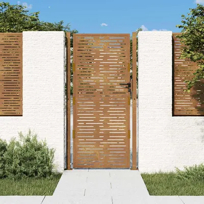 vidaXL Poartă de grădină 100x175 cm, oțel Corten, design pătrat