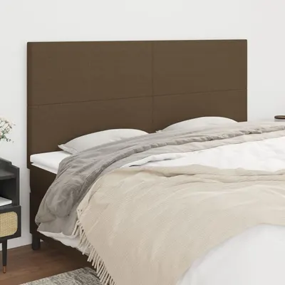 vidaXL Tăblie de pat maro închis 200x5x118/128 cm, material textil