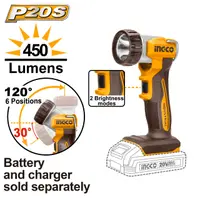 Lanterna 20V 5W 450lm 2 Moduri Unghi Reglabil 120° Carlig Metalic CWLI2058 Fara Acumulator si Incarcator