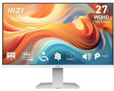 Monitor IPS LED MSI 27inch PRO MP273QW E14, WQHD (2560 x 1440), HDMI, DisplayPort, Boxe, 144 Hz, 1 ms (Alb)