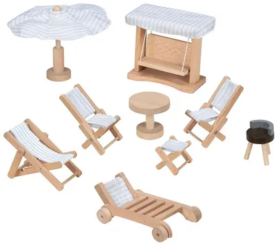 Set de mobilier pentru casa de papusi Goki - Mobilier de gradina, 9 piese