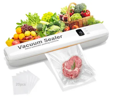 Aparat de Sigilat si Vidat Pungi EnGros, Vacuum Sealer Automat, pentru Alimente (Carne, Legume, Cereale), Protectie Supraincalzire, 33x7 cm