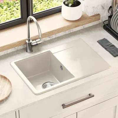 vidaXL Chiuvetă 80% Quartz și 20% Rășină 670 x 460 mm Bej