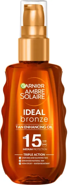 Garnier Ambre Solaire Ulei de bronzare cu protecție solară Ideal Bronze, SPF15, 150 ml