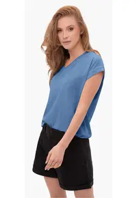 Tricou pentru femei T-Sky albastru - V-neck Comfort Fit - Albastru