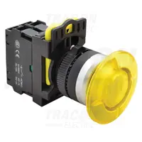 Buton tip ciuperca, galben NYG3-MLY 1×NO, 5A/230V AC-15, 40mm, IP65, LED 230V AC/DC