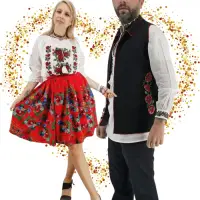 Set Cuplu 632 Vesta cu Broderie si Ie traditionala cu broderie