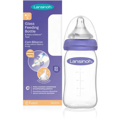 Lansinoh NaturalWave Glass biberon pentru sugari Slow 1 buc