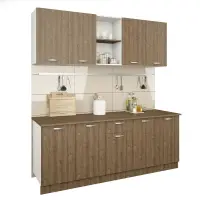 Set Bucatarie Nisa, Stejar Bronz/Alb, L 200 cm