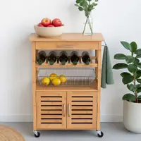Dulap Bucătărie pe Roți – 60x36x88 cm – Design Modern, Lemn & Inox – Excellent Houseware