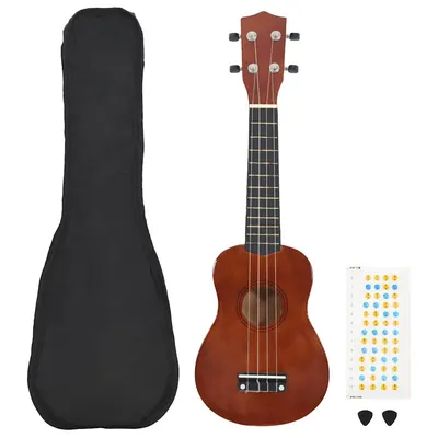 vidaXL Set ukulele Soprano pentru copii, cu husă, natural, 23"