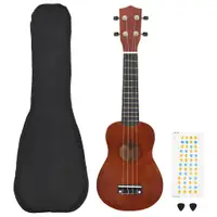 vidaXL Set ukulele Soprano pentru copii, cu husă, natural, 23"