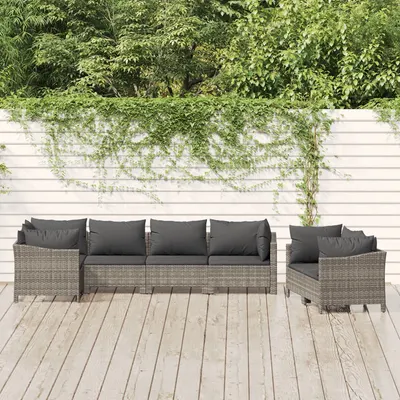 Gossi set mobilier de gradina cu perne, 7 piese, gri, poliratan