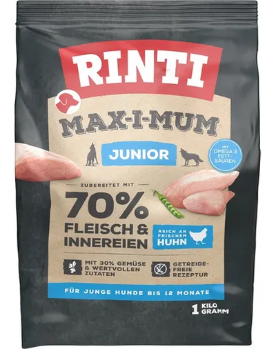RINTI MAX-I-MUM Junior Chicken hrana uscata caini juniori, cu pui 1 kg