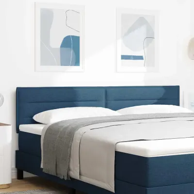 vidaXL Tăblie LED cu benzi LED cu headboard albastru 180 cm țesătură