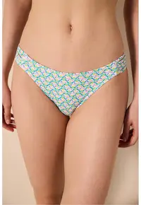 Slip cu imprimeu floral - Alb/Verde/Violet
