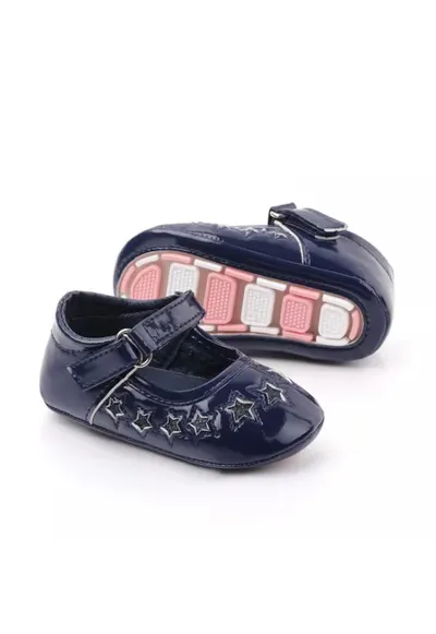 Pantofi Model AL 15909 cu stelute - Piele lacuita - 6-9 luni - Bleumarin
