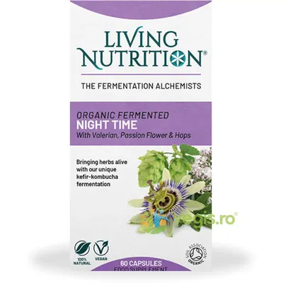 Fermented Night Time cu Valeriana, Floarea Pasiunii si Hamei 500mg 60cps