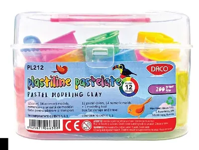 Plastilina 12 culori/set +14 accesorii modelaj, Daco