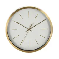 Ceas de perete, alb cu auriu, din aluminiu, 25 cm