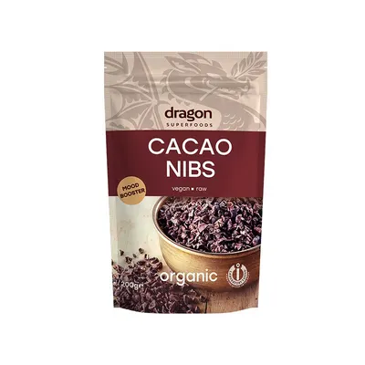 Miez din boabe de cacao criollo bio 200g Dragon Superfoods