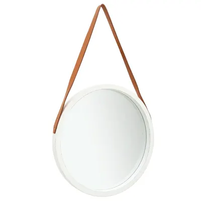 vidaXL Oglindă de perete cu o curea, 50 cm, alb