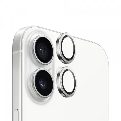 Folie de protectie Camera Spate Blueo Metal Frame pentru Apple iPhone 16 Plus / 16, Sticla Securizata, Argintie