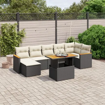 Gossi set mobilier de gradina cu perne, 8 piese, negru, poliratan