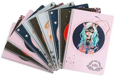 Set de 10 caiete Black&White Miia - A5, 60 de foi, linii late, sortiment