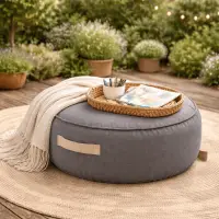 Fotoliu tip puf rotund Premium MeowBaby Outzy Drift Dlay Taupe Bean bag