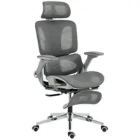 HOMCOM Scaun de birou ergonomic cu cotiere 4D, tetieră și adâncime șezut reglabile, plasă, gri | Aosom Romania