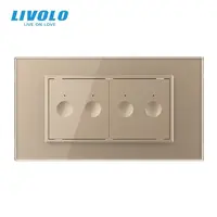 Intrerupator tactil dublu Zigbee + Intrerupator tactil dublu Zigbee, 4M, cu rama sticla Auriu