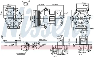 Compresor climatizare potrivit FORD TRANSIT, TRANSIT TOURNEO 2.2D 2.4D 04.06-08.14